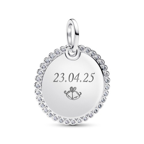 Pandora Engravable Round Tag Pendant Pandora Engravable Round Tag Pendant