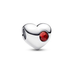 Pandora Engravable Red Stone Heart Charm Pandora Engravable Red Stone Heart Charm