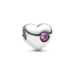 Pandora Engravable Purple Stone Heart Charm Pandora Engravable Purple Stone Heart Charm