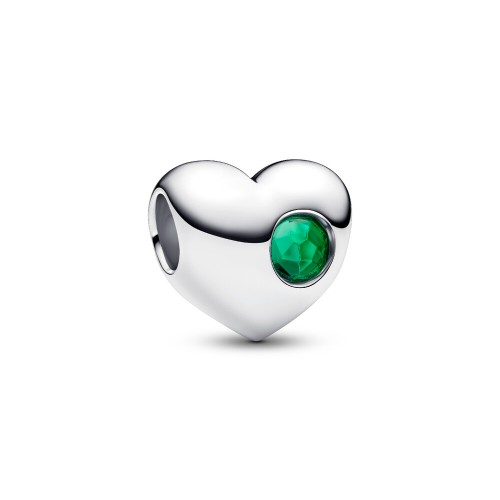 Pandora Engravable Green Stone Heart Charm Pandora Engravable Green Stone Heart Charm