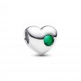 Pandora Engravable Green Stone Heart Charm Pandora Engravable Green Stone Heart Charm