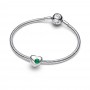 Pandora Engravable Green Stone Heart Charm Pandora Engravable Green Stone Heart Charm