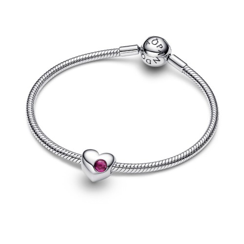 Pandora Engravable True Red Stone Heart Charm Pandora Engravable True Red Stone Heart Charm