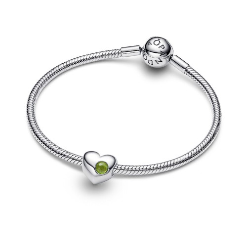 Pandora Engravable Spring Green Stone Heart Charm Pandora Engravable Spring Green Stone Heart Charm