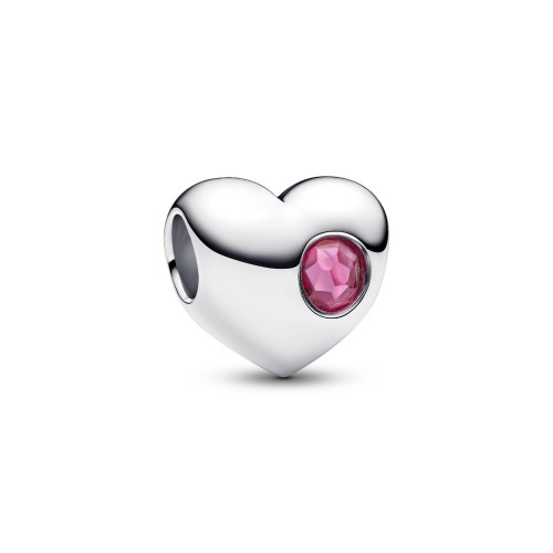 Pandora Engravable Pink Stone Heart Charm Pandora Engravable Pink Stone Heart Charm