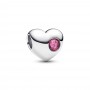 Pandora Engravable Pink Stone Heart Charm Pandora Engravable Pink Stone Heart Charm