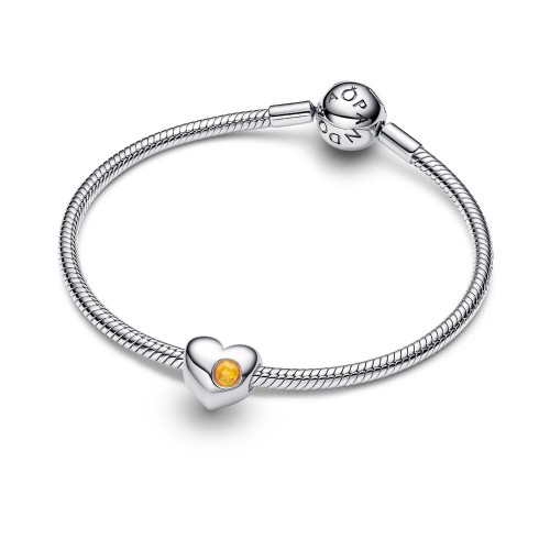 Pandora Engravable Honey Stone Heart Charm Pandora Engravable Honey Stone Heart Charm