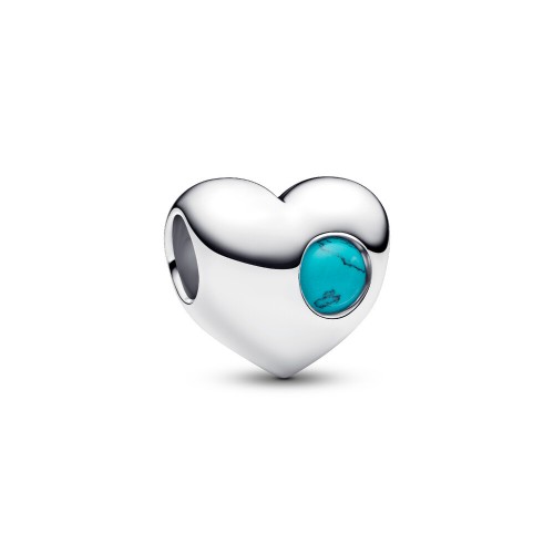Pandora Engravable Turquoise Blue Stone Heart Charm Pandora Engravable Turquoise Blue Stone Heart Charm