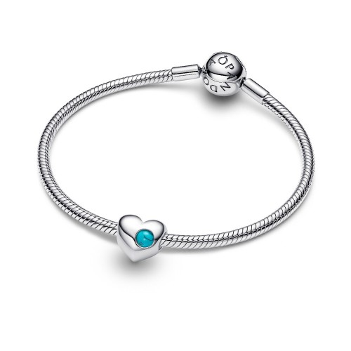 Pandora Engravable Turquoise Blue Stone Heart Charm Pandora Engravable Turquoise Blue Stone Heart Charm