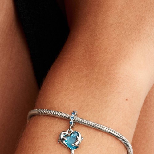 Pandora Blue Murano Glass Dolphins Dangle Charm Pandora Blue Murano Glass Dolphins Dangle Charm
