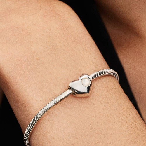 Pandora Engravable White Stone Heart Charm Pandora Engravable White Stone Heart Charm