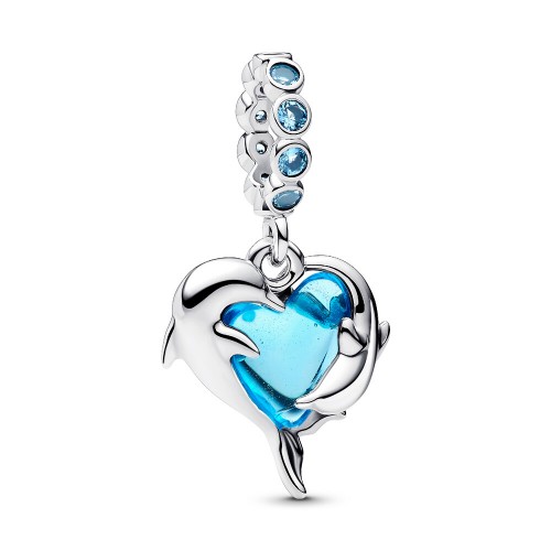 Pandora Blue Murano Glass Dolphins Dangle Charm Pandora Blue Murano Glass Dolphins Dangle Charm