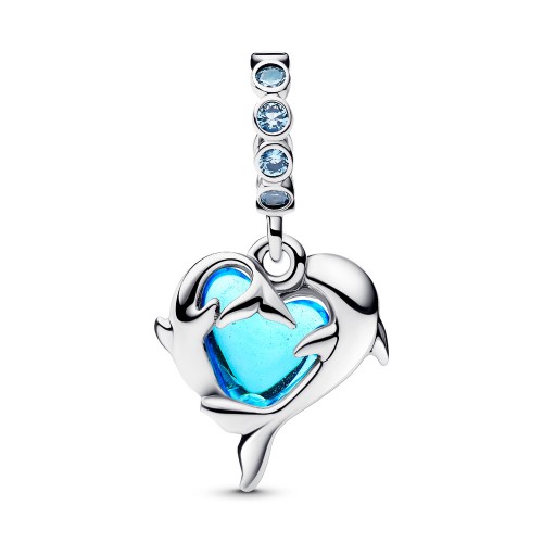 Pandora Blue Murano Glass Dolphins Dangle Charm Pandora Blue Murano Glass Dolphins Dangle Charm