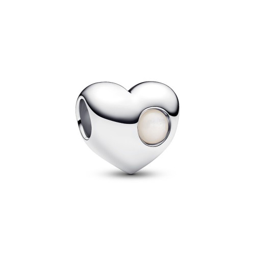 Pandora Engravable White Stone Heart Charm Pandora Engravable White Stone Heart Charm