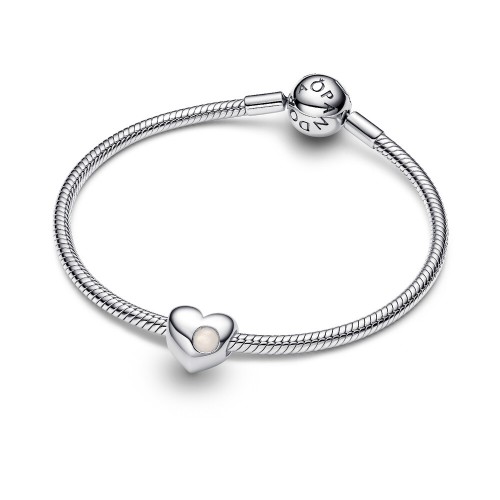 Pandora Engravable White Stone Heart Charm Pandora Engravable White Stone Heart Charm