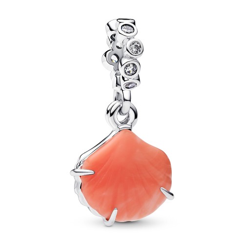 Pandora Coral-colored Shell Double Dangle Charm Pandora Coral-colored Shell Double Dangle Charm