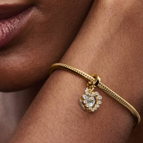 Pandora Sparkling Heart Double Dangle Charm Pandora Sparkling Heart Double Dangle Charm
