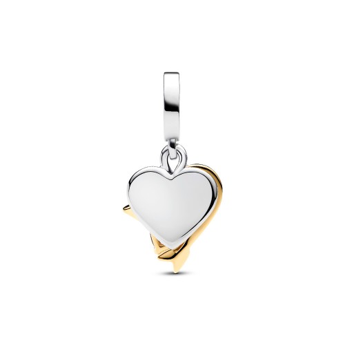 Pandora Engravable Heart & Arrow Double Dangle Charm Pandora Engravable Heart & Arrow Double Dangle Charm