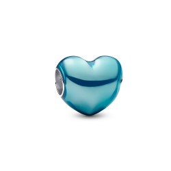 Pandora Metallic Sky Blue Heart Charm Pandora Metallic Sky Blue Heart Charm
