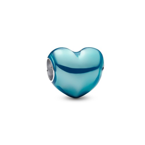 Pandora Metallic Sky Blue Heart Charm Pandora Metallic Sky Blue Heart Charm