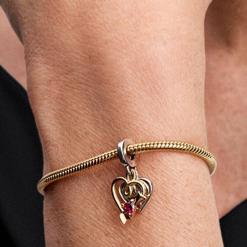 Pandora Engravable Heart & Arrow Double Dangle Charm Pandora Engravable Heart & Arrow Double Dangle Charm