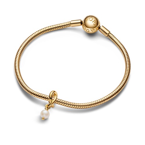Pandora Treated Freshwater Cultured Pearl Eternity Circle Dangle Charm Pandora Treated Freshwater Cultured Pearl Eternity Circle Dangle Charm