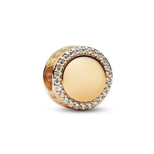Pandora Engravable Sparkling Button Charm Pandora Engravable Sparkling Button Charm