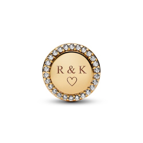 Pandora Engravable Sparkling Button Charm Pandora Engravable Sparkling Button Charm