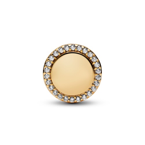 Pandora Engravable Sparkling Button Charm Pandora Engravable Sparkling Button Charm