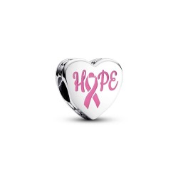 Pandora Hope heart sterling silver charm with pink enamel Pandora Hope heart sterling silver charm with pink enamel