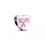 Pandora Hope heart sterling silver charm with pink enamel