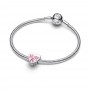 Pandora Hope heart sterling silver charm with pink enamel
