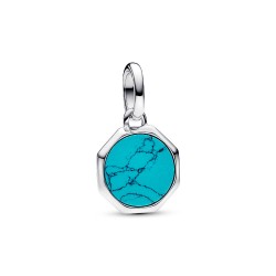 Pandora Turquoise-colored Engravable Mini Medallion Charm Pandora Turquoise-colored Engravable Mini Medallion Charm