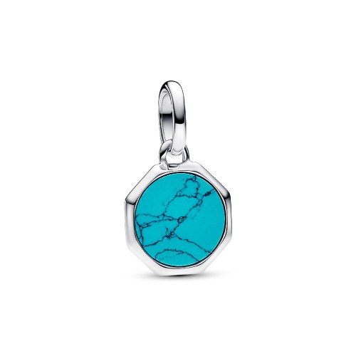 Pandora Turquoise-colored Engravable Mini Medallion Charm Pandora Turquoise-colored Engravable Mini Medallion Charm