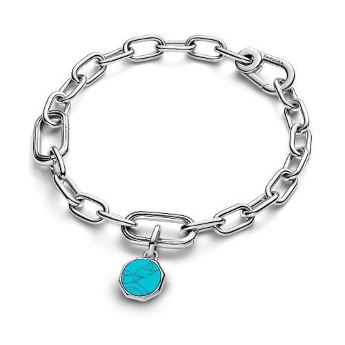 Pandora Turquoise-colored Engravable Mini Medallion Charm Pandora Turquoise-colored Engravable Mini Medallion Charm
