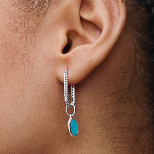 Pandora Turquoise-colored Engravable Mini Medallion Charm Pandora Turquoise-colored Engravable Mini Medallion Charm