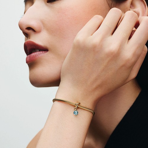 Pandora Faceted Sea Aqua Blue Eternity Circle Dangle Charm Pandora Faceted Sea Aqua Blue Eternity Circle Dangle Charm