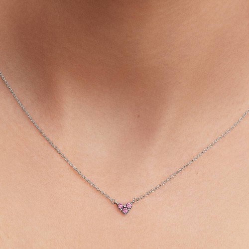 Pandora Triple Stone Pink Heart Collier Necklace Pandora Triple Stone Pink Heart Collier Necklace