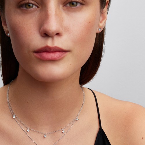 Pandora Talisman Sterling Silver Lab-Grown Diamond Dangle Symbols Paperclip Chain Necklace Pandora Talisman Sterling Silver Lab-Grown Diamond Dangle Symbols Paperclip Chain Necklace