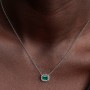 Pandora Rectangular Sparkling Green Halo Pendant Necklace Pandora Rectangular Sparkling Green Halo Pendant Necklace