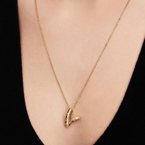 Pandora Organically Shaped Stone-Set Heart Pendant Necklace Pandora Organically Shaped Stone-Set Heart Pendant Necklace