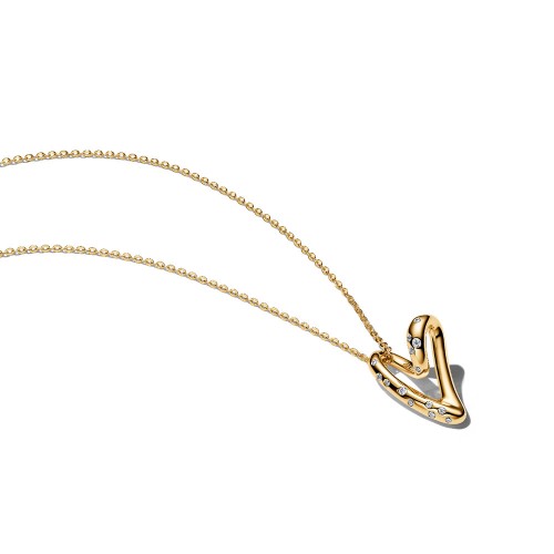 Pandora Organically Shaped Stone-Set Heart Pendant Necklace Pandora Organically Shaped Stone-Set Heart Pendant Necklace