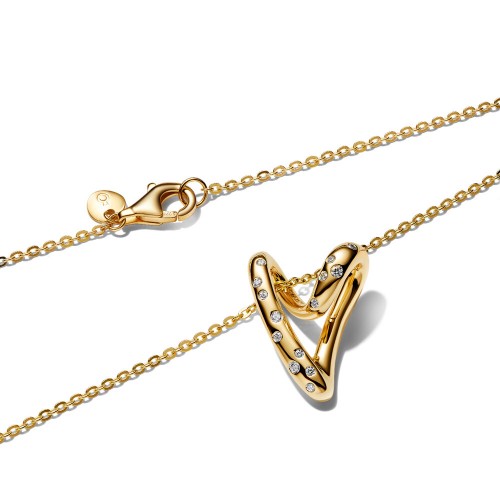 Pandora Organically Shaped Stone-Set Heart Pendant Necklace Pandora Organically Shaped Stone-Set Heart Pendant Necklace