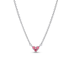 Pandora Triple Stone Pink Heart Collier Necklace Pandora Triple Stone Pink Heart Collier Necklace