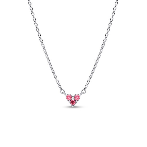 Pandora Triple Stone Pink Heart Collier Necklace Pandora Triple Stone Pink Heart Collier Necklace