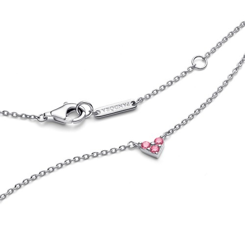 Pandora Triple Stone Pink Heart Collier Necklace Pandora Triple Stone Pink Heart Collier Necklace