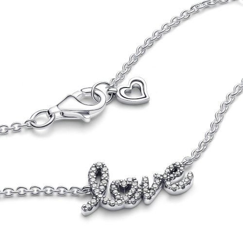 Pandora Sparkling Handwritten Love Collier Necklace