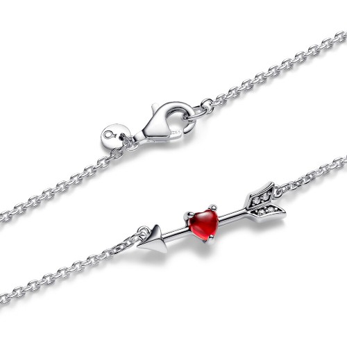 Pandora Arrow & Murano Glass Heart Necklace Pandora Arrow & Murano Glass Heart Necklace