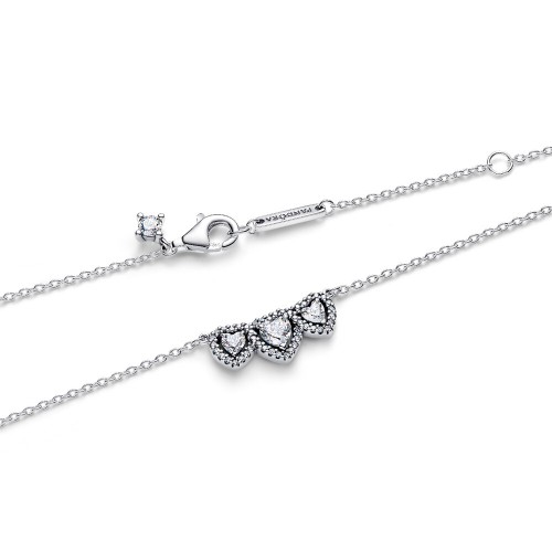 Pandora Halo Heart Trilogy Collier Necklace Pandora Halo Heart Trilogy Collier Necklace