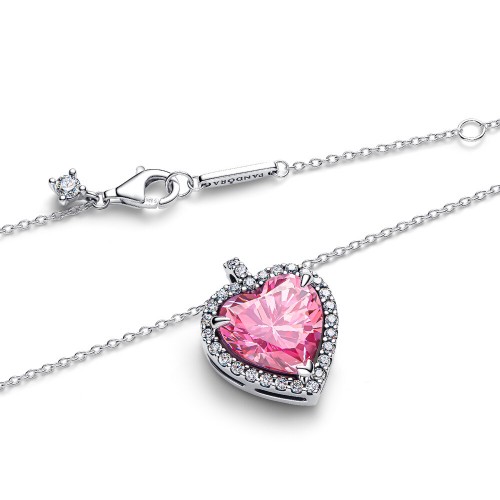 Pandora Pink Halo Heart Collier Necklace Pandora Pink Halo Heart Collier Necklace